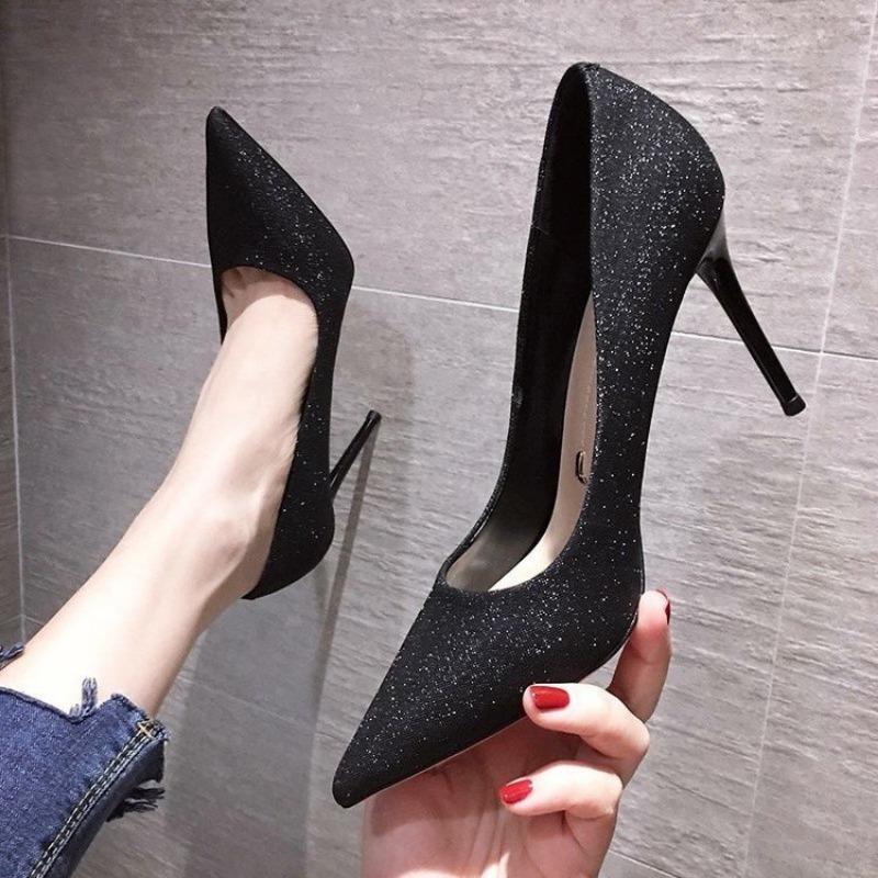 Wear Large Size Pointed High Heels Summer New Stiletto Sequins Fashion Women's Shoes Fashion Single Shoes Women