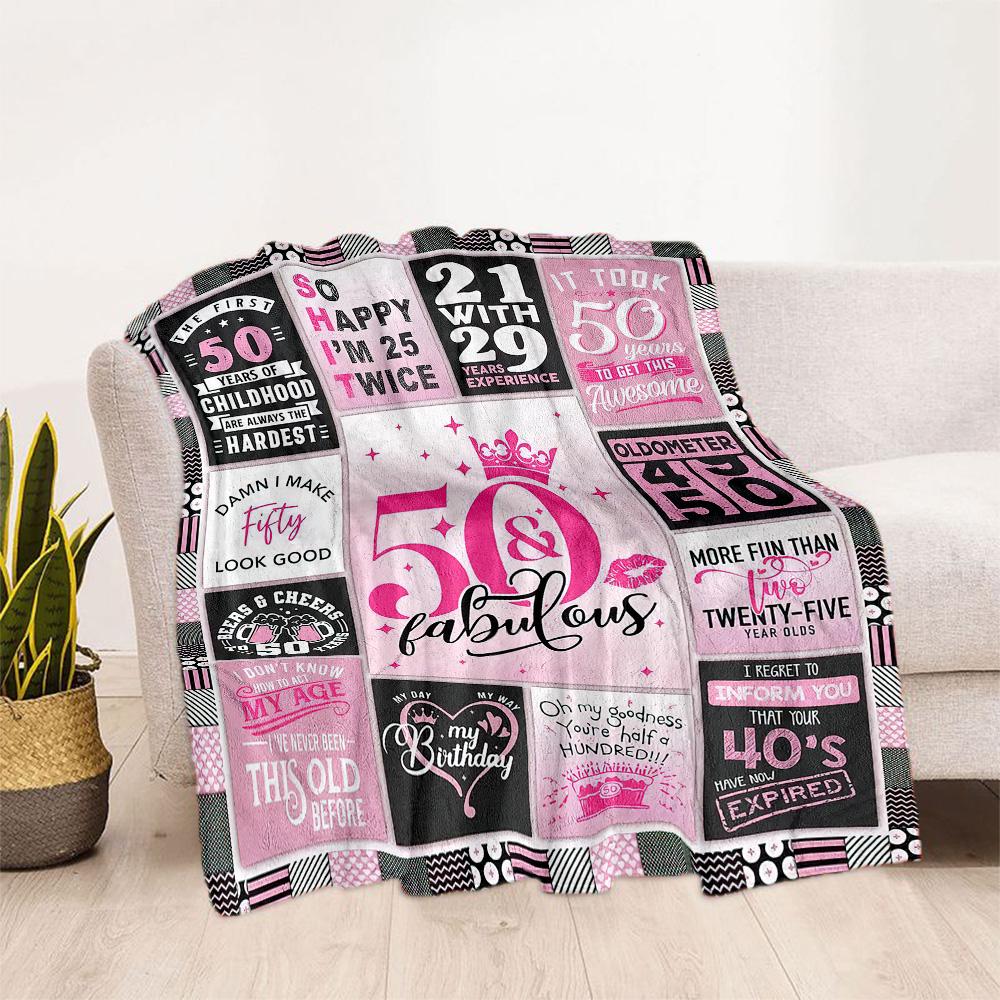 Fifty Fabulous Milestones flannel,Lightweight,Flannel Blanket,Comfortable Blanket, Sofa Blanket, Gift blankets,Holiday Gift Blanket Blankets