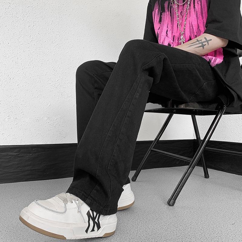 Men's Spring and Autumn Solid Color Slim and Versatile Straight High Street Casual Trousers