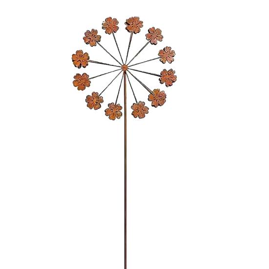 Metal Dandelion Garden Stake Distressed Rusty Dandelion Statue Outdoor 3D Flower Yard Art Stake for Garden Patio Lawn Flower Bed Decoration
