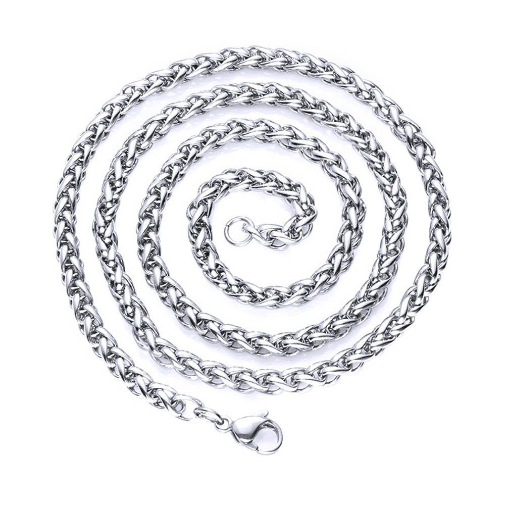 Punk Gothic Silver Color Metal Collar Stainless Steel Necklace Braided Wheat Chain Heavy Link