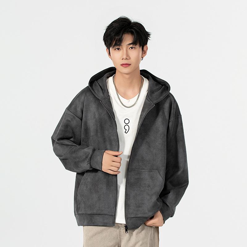 American Vintage Sweater Men's Hooded Spring and Autumn Loose Teen Student Cardigan Top Jacket