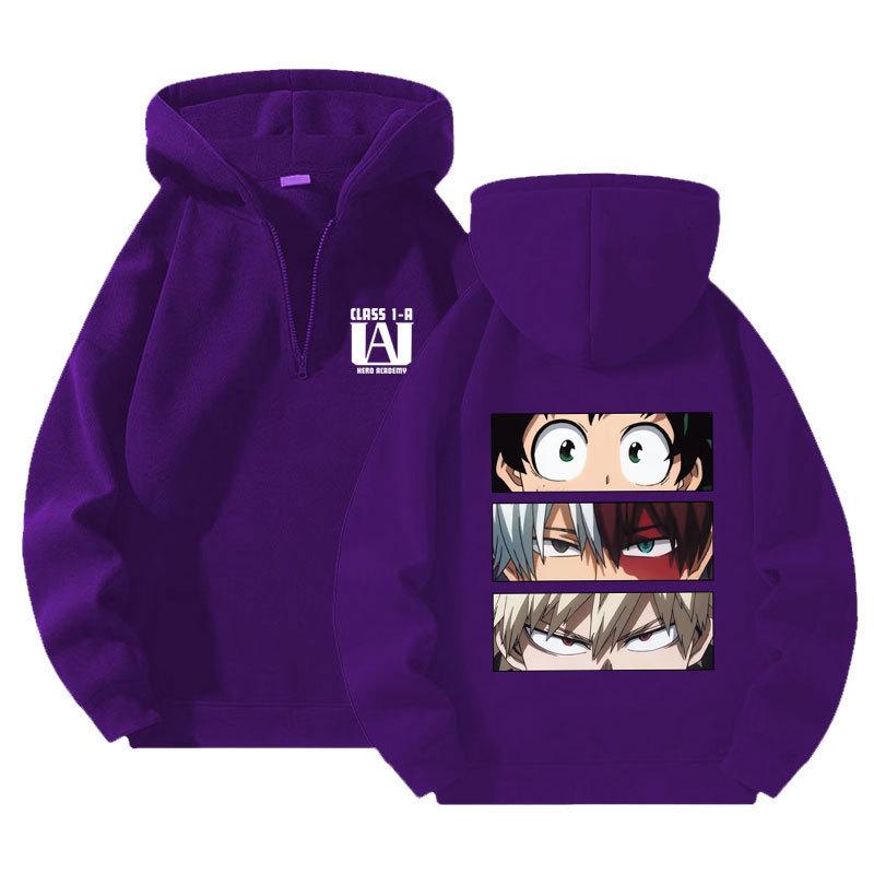 Japansk Anime My Hero Academia Hoodies Kawaii Harajuku Manga Grafisk Dragkedja Jackor Tryckta Streetwear Sweatshirts Unisex Pullovers Toppar