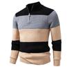 Maglione con zip a quarti per uomo Autunno Inverno Vestibilità aderente Lavorato a maglia Collo alto Mezza zip Manica lunga A coste Maglioni Uomo Business Casual Caldo Pullover da golf