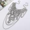 Retro Engraved 8-character Large Exaggerated Tassel Multi-layer Diamond-encrusted Necklace Women's Casual Party Short Collar