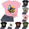 Women's Fashion Printed Round Neck Short Sleeved Casual T-shirt Top