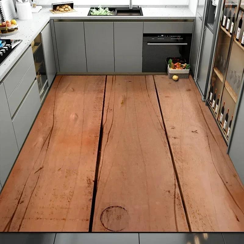 Vintage Onregelmatig Houtnerf Tapijt voor Woonkamer Decor Bank Tafel Grote Vloerkleed Hal Balkon Antislip Vloermat Alfombra