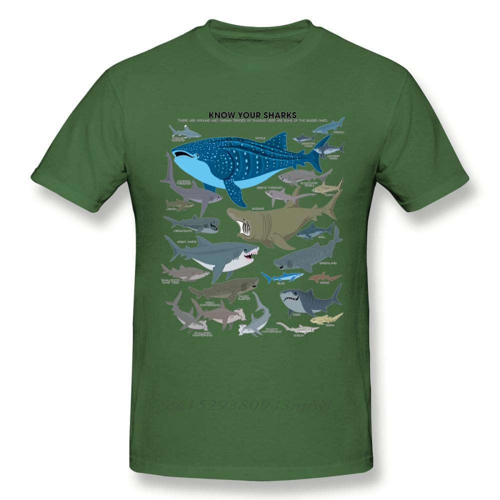 Marine Organisms Sharks T Shirt For Unisex Vintage Style Short Sleeve Organic Cotton Big Size Camiseta Tee Shirt
