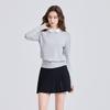CHALLENGER Women'S Classic Contrast Collar Knit Pullover Melange Grey
