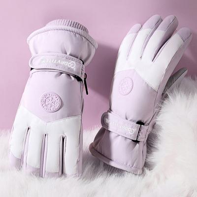 Ski Gloves Women Men Waterproof Padded Thickened Cotton Warm Windproof Outdoor Sports Students Riding Motorcycle