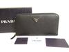 Authentic Black Calf Leather Round Zip Long Wallet #9939  Open Box