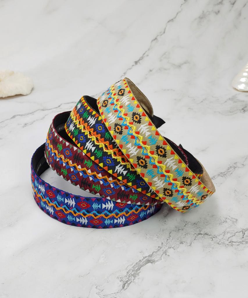 Maia Geometric Pattern Headband - Yellow