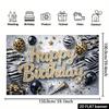 2D Black Gold Leopard Print Happy Birthday Backdrop Glitter Party Photography Banner
