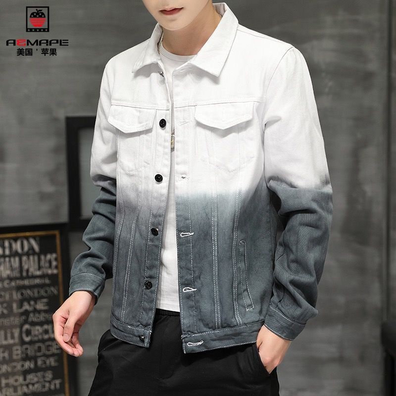 Spring Casual Denim Jacket Men's Trendy Brand All-match Jacket Male Student Tops Trendy Denim Jacket Men