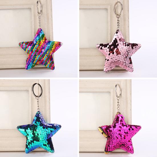 Frauen Glitzer Pailletten Stern Auto Schlüsselanhänger Schlüsselanhänger Tasche hängen Ornament Anhänger