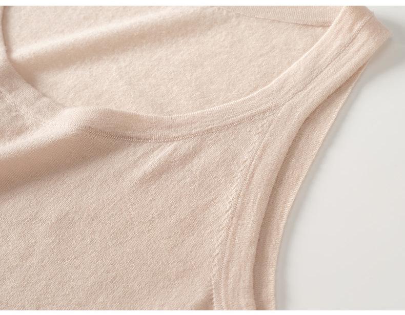 Women's Slim Fit Sleeveless Cashmere Camisole - Round Neck, Lightweight, Thin Knit Base Layer Vest