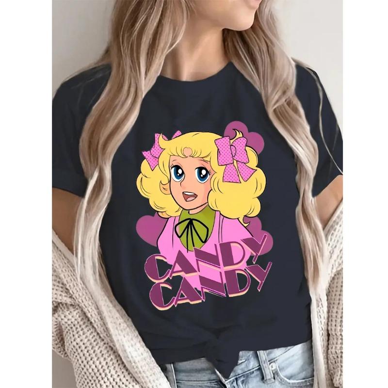 Candy Cartoon Print Streetwear T-shirt Harajuku Clothes Fashion Girls T Shirt Short Sleeve Summer