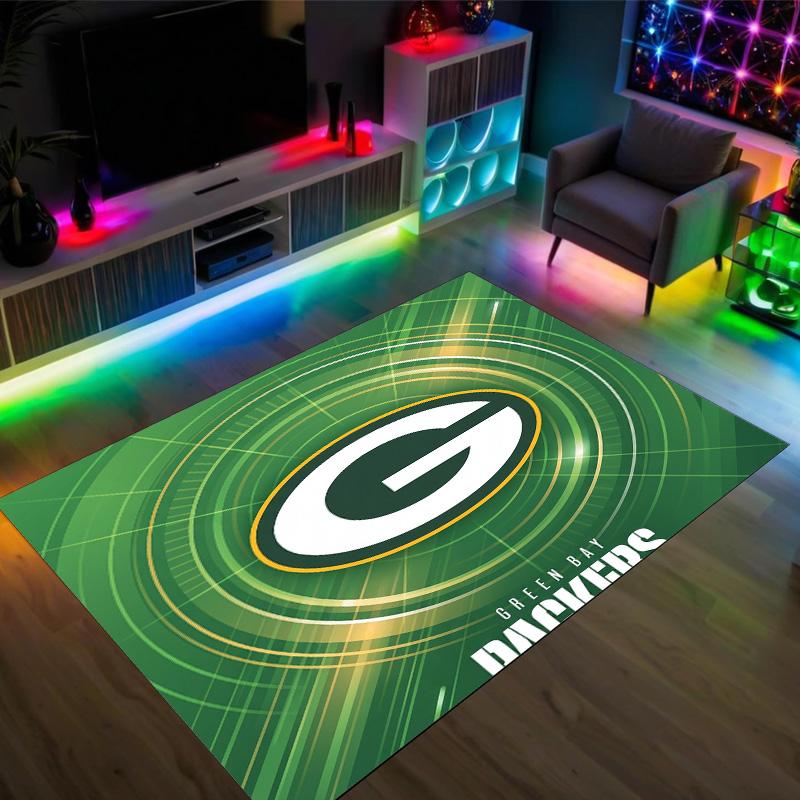 Green Bay Packers Design Kristály Bársony Szőnyeg Kényelmes Nem?Csúszásgátlós mintás szőnyeg hálószobába, nappaliba, előszobába