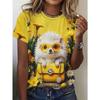 Hamster Hedgehog Cat Pattern 3D Print T-Shirts Women's O-Neck Tees Casual Short Sleeve T Shirt Harajuku Y2k Tops Female Clothing