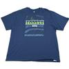 Majestueus Seattle Seahawks T-shirt Volwassen Maat 2XL XXL Blauw Dubbelzijdig Retro NFL