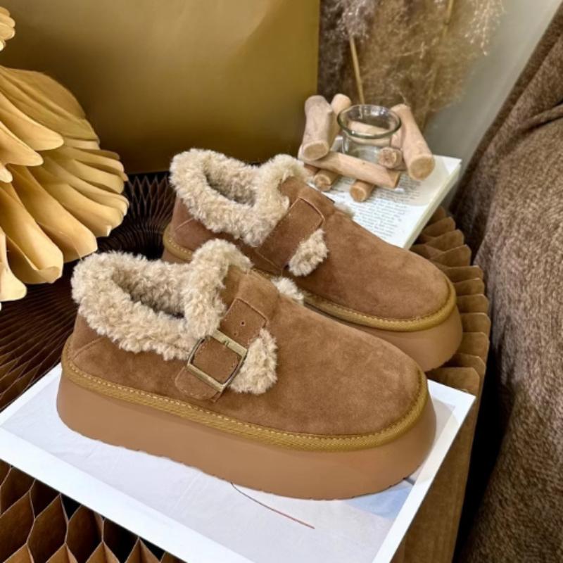 Zapatos de Invierno para Mujer 2024 Nuevos Zapatos Boken Moda Felpa Retro Zapatos de Frijol Algodón Zapatillas de Suela Plana para Mujer Botas de Plataforma para Mujer