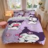 3pcs Kuromi's Playful Adventures Pattern Bedding Three-Piece Set (1 Cover + 2 Pillowcases, No Fillings), This Printed Bedding Set Is Soft an