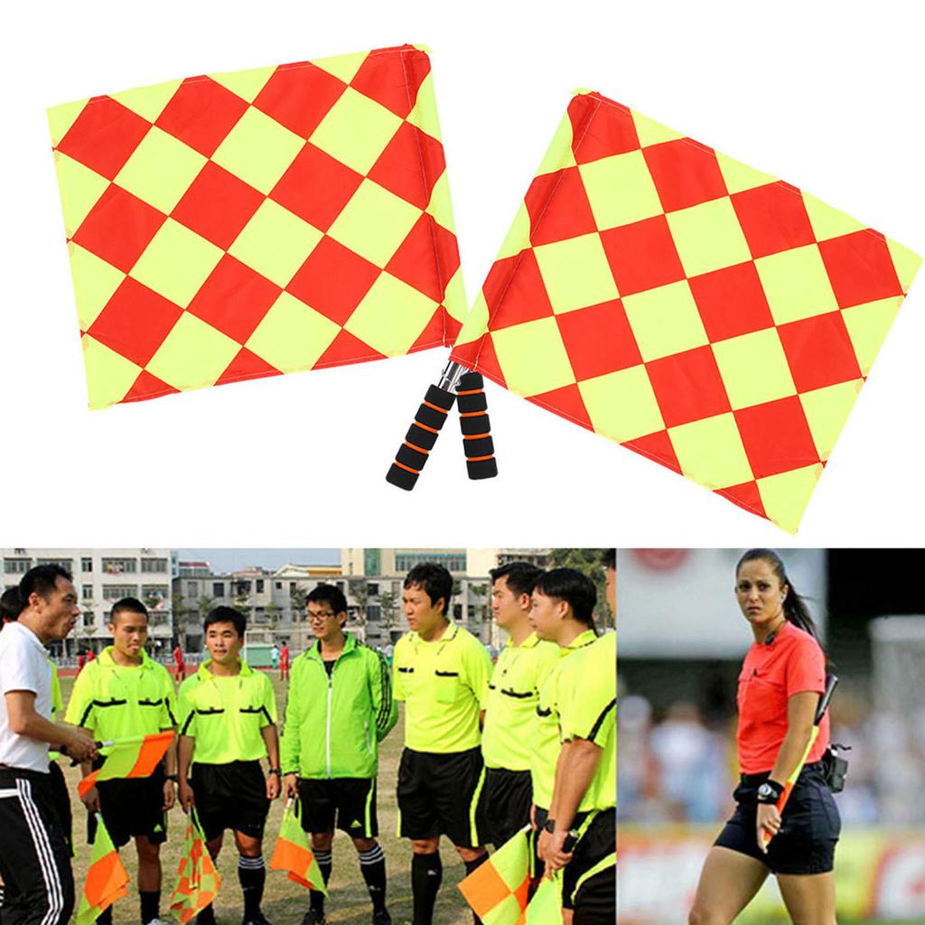 2Pcs/Bag Soccer Football Referee Sport Match Linesman Flag with Storage Bag