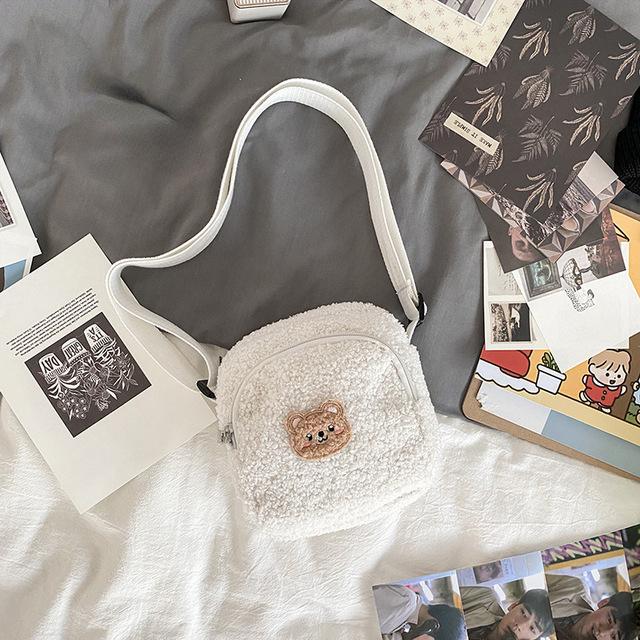 Cute Bear Ladies Crossbody Bags Women Plush Mobile Phone Bag Girls Small Female Shoulder Messenger Bags