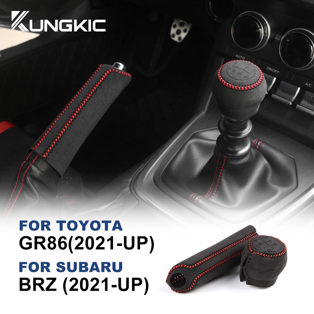 Handbromsskydd För Subaru BRZ Toyota GR86 2021 2022 2023 2024 Växellådsskydd Handstickat Äkta Läder Mocka Växelväljare Knopp