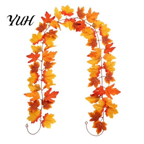 Reusable Artificial Garland 100/175/200CM Maple Leaf Garland, UV Resistant Faux Autumn Leaves Fall Decorative Rattan Rattan, Realistic Hanging
