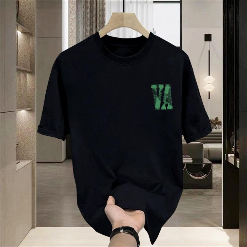 Mainstream High-End Heavy Short-Sleeved T-Shirt Men'S Trend Simple Printing Versatile Light Luxury Ruffian Handsome Casual Trendy Top