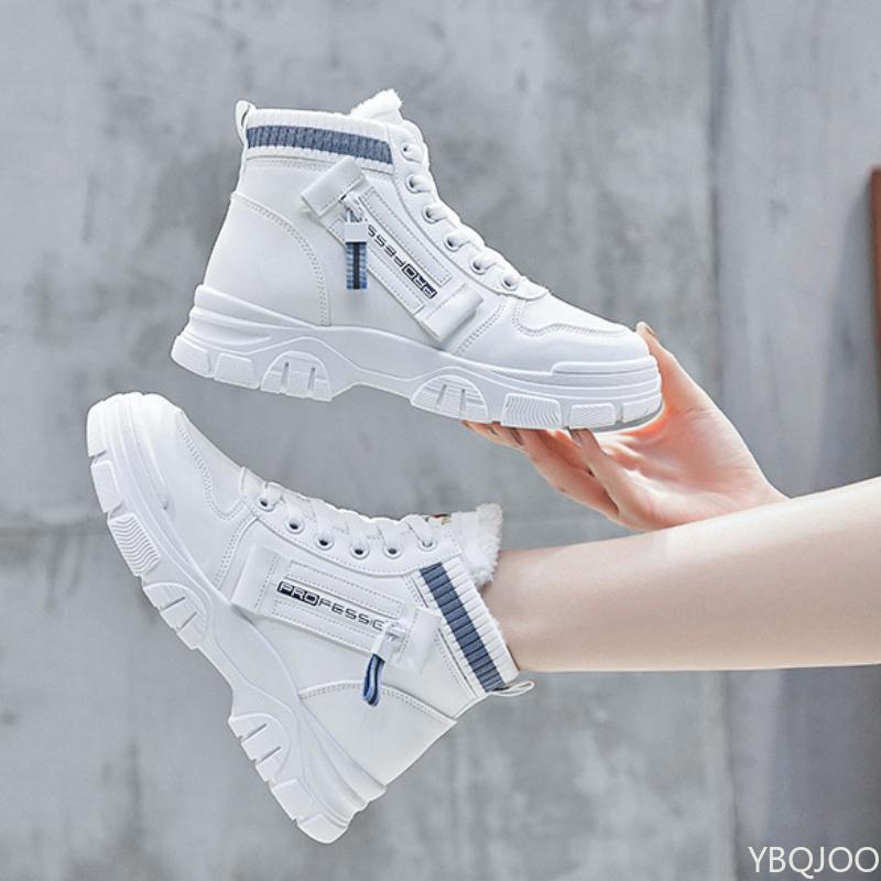 Fashion Fashionable Thick Soled Cotton Shoes 2024 Winter Women's Simple Anti Slip Waterproof Casual Shoes Warm Cotton Sports Platform