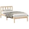 Brown Bed Frame with Headboard 75 X 190 Cm Solid Pine Wood