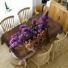 Purple Flower Pattern Tablecloth Dustproof Washable Cloth Thicken Cotton Rectangular And Round Table Cloth