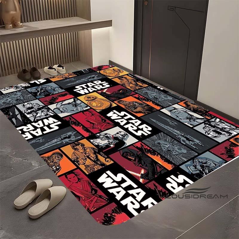 Star Wars Cartoon Rug, Suitable for Living Room, Retro Galaxy Space Starship Pattern, Large Non-slip Doormat, Bathroom Mat, Home