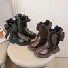 Girls Medium Boots Autumn and Winter New Princess Style Bow Leather Boots Korean Version Soft-soled Foreign Gas Boots
