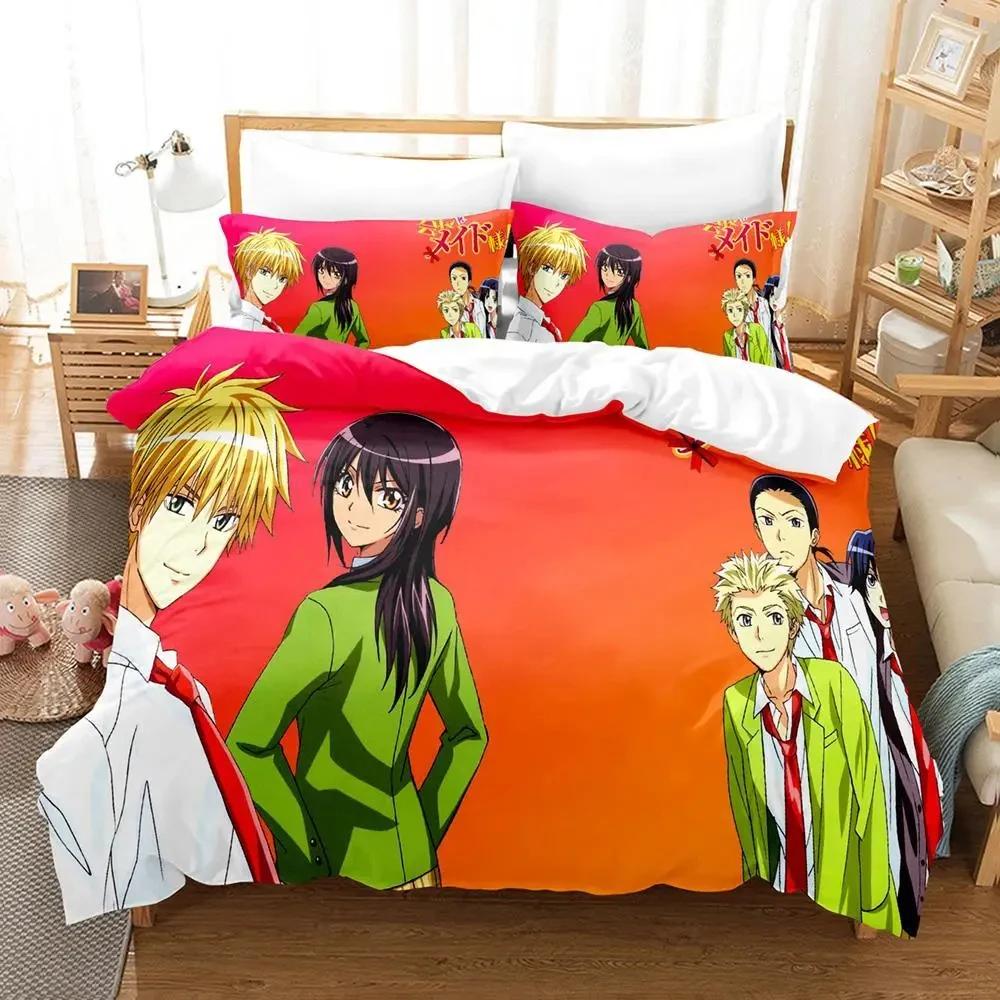 Kaichou Wa Maid-sama Beding Set Single Double Ful Quen King-Sized Dimensionsd Dimensions Soft Duvet Cover Sets for Adult People Young Boys Bedrom