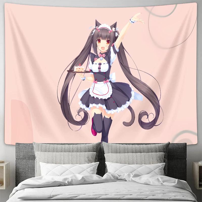Japanese Anime Style Wall Hanging Elegant Maiden Wall Decor Fabric for Bedroom Decoration