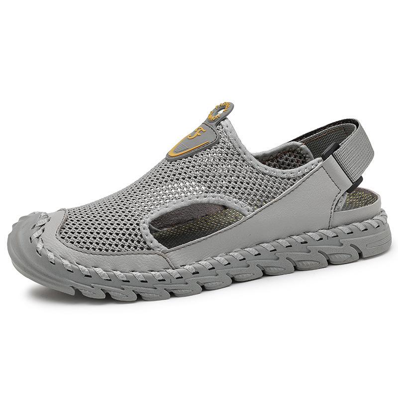 Mesh Surface Shoes Summer Male Shoes Leather Shoes Net Hole Hollow Breathable Sole Sandals Half Slippers