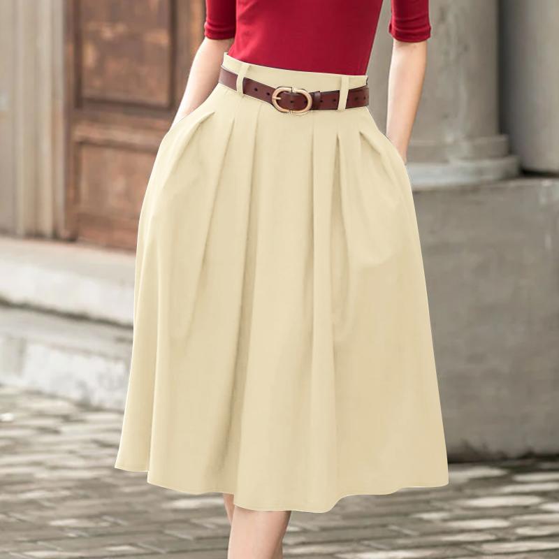 ZANZEA Womens Casual Solid Color Summer Loose Midi Skirts