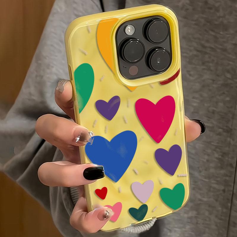 Colorful Love Heart TPU Soft Phone Case for iPhone 17Air 16 17 Pro 15 14 13 11 12 Pro Max 15 Plus Fashionable Shockproof Cover