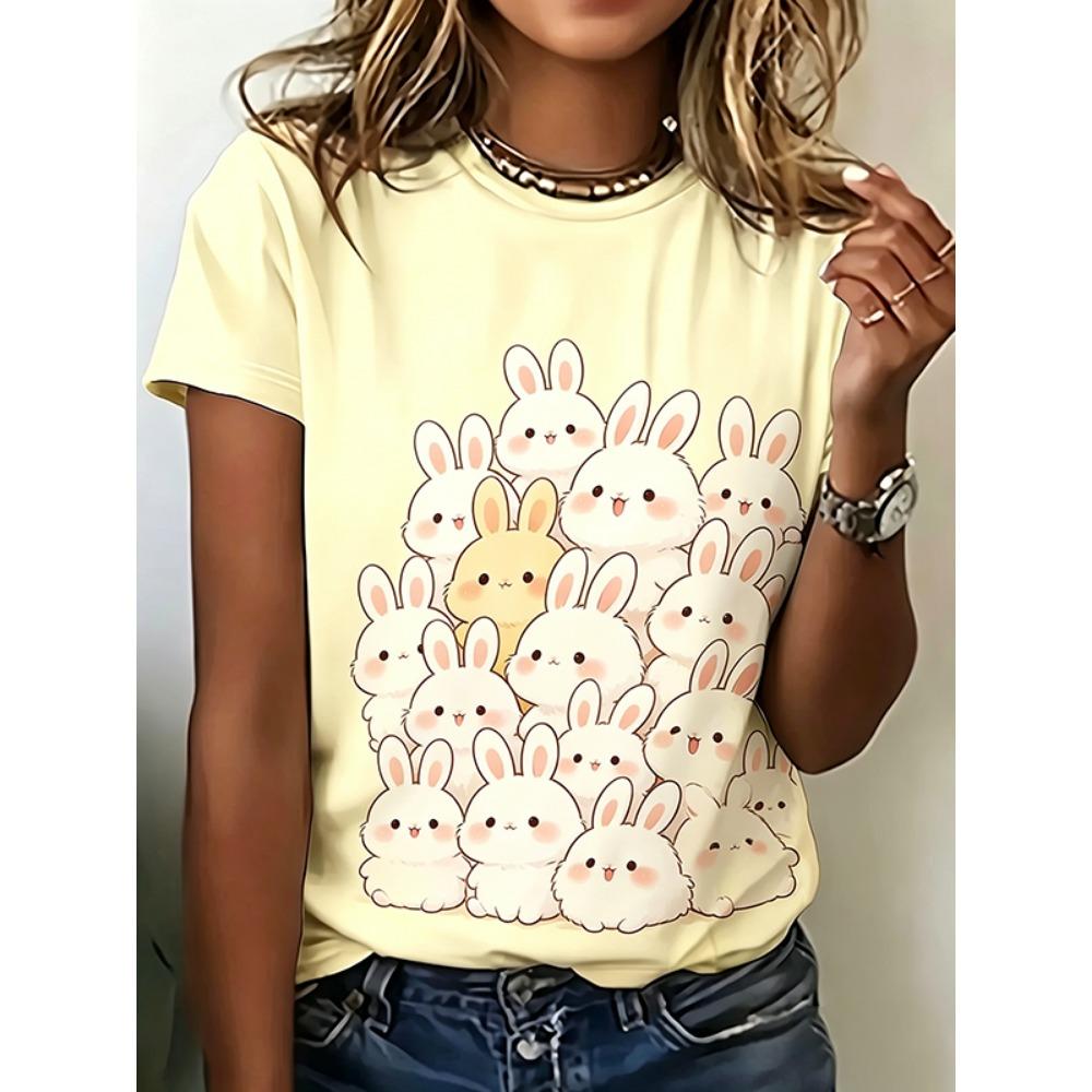 Colorful Stacked Cat Women's T-shirt - Cute Cartoon Cat Pattern
