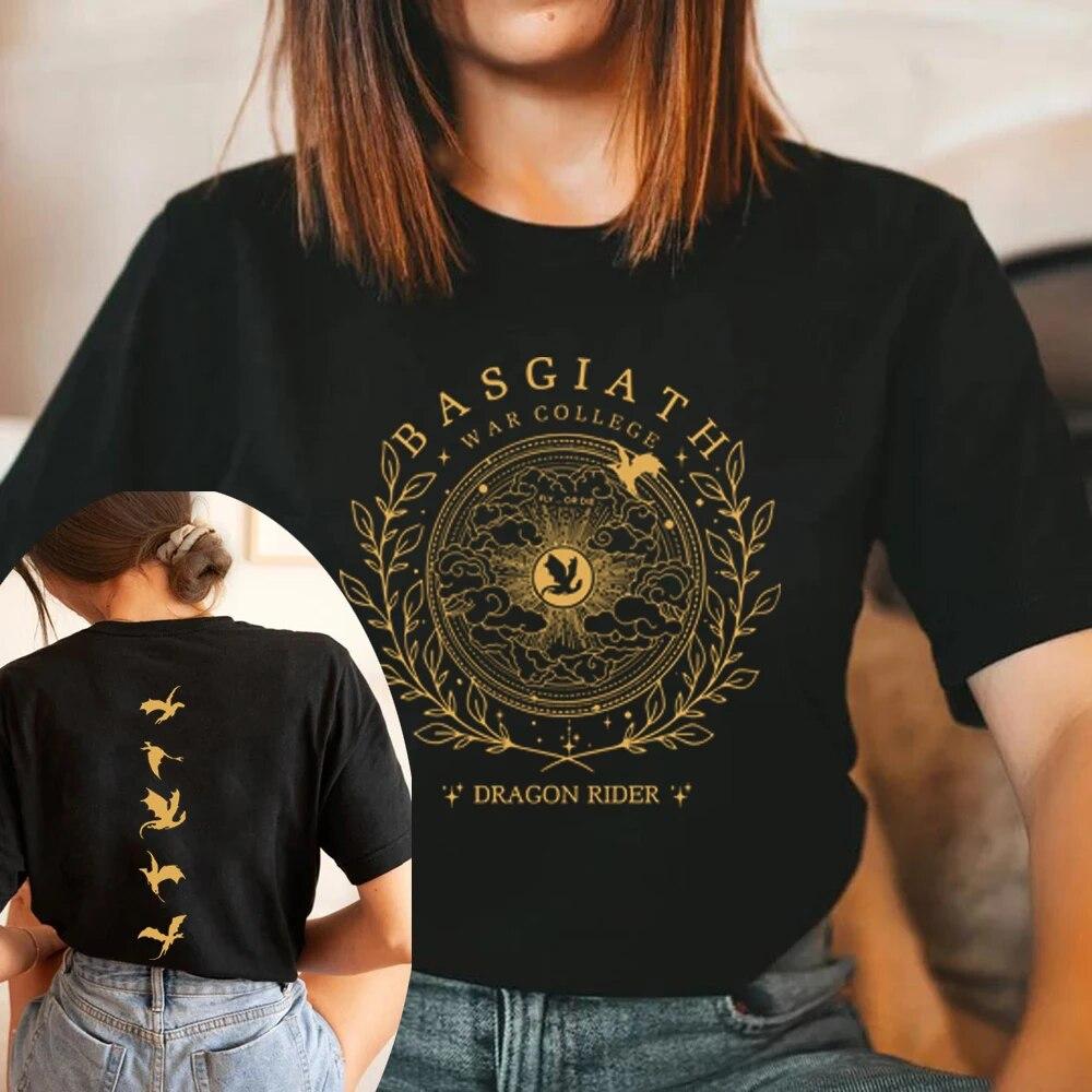 Basgiath War College T-shirt a 2 lati Fourth Wing Merch Camicia Bookish T-shirt Donna Manica corta Graphic T-shirt Streetwear Top