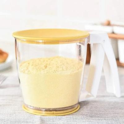 Griff Presse Tasse Form Mehl Sieb Backen Puderzucker Pulver Sieb Sieb Filter mit Deckel Küche Werkzeug Küche Gadget