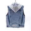 Denim Vest Women's Spring Autumn Clothes Sleeveless Wild Tops Short Hooded Jacket Women Denim Jeans Vest Jacket Female