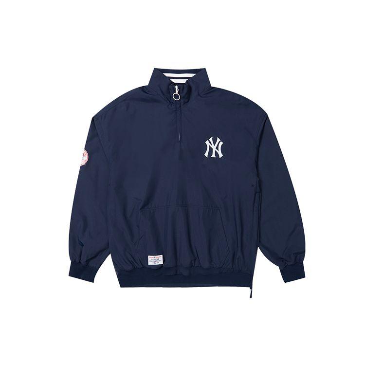 New Era FW21 MLB Series Logo Print Half-Zip Nylon Woven Sports Stand Collar Loose Jacket Unisex Jackets Navy-Blue 12866531