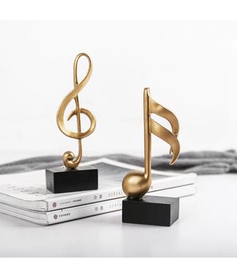Musical Note Figurines Home Decoration Resin Golden Sculpture Home Decor Desk Piano Office TV Cabinet Ornaments Souvenirs