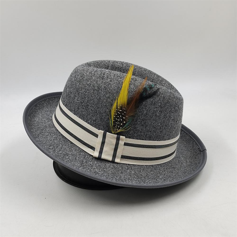 Cappello a torta di maiale da uomo Fedora con piume Classico Cappello a bombetta da gentiluomo Cosplay Derby Cappello a bombetta Cappello inglese Panama sombrero uomo