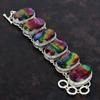 Faceted Ammolite Bracelet Gemstone Vintage Bracelet 925 Sterling Silver Bracelet Adjustable Chain Bracelet Handmade Natural Ammolite Jewelry