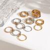Multilayer Everly Stacked Ring Chunky Gold Plated Interlocking Zircon Multi Link Connected Rings Eternity Statement Jewelry Gift